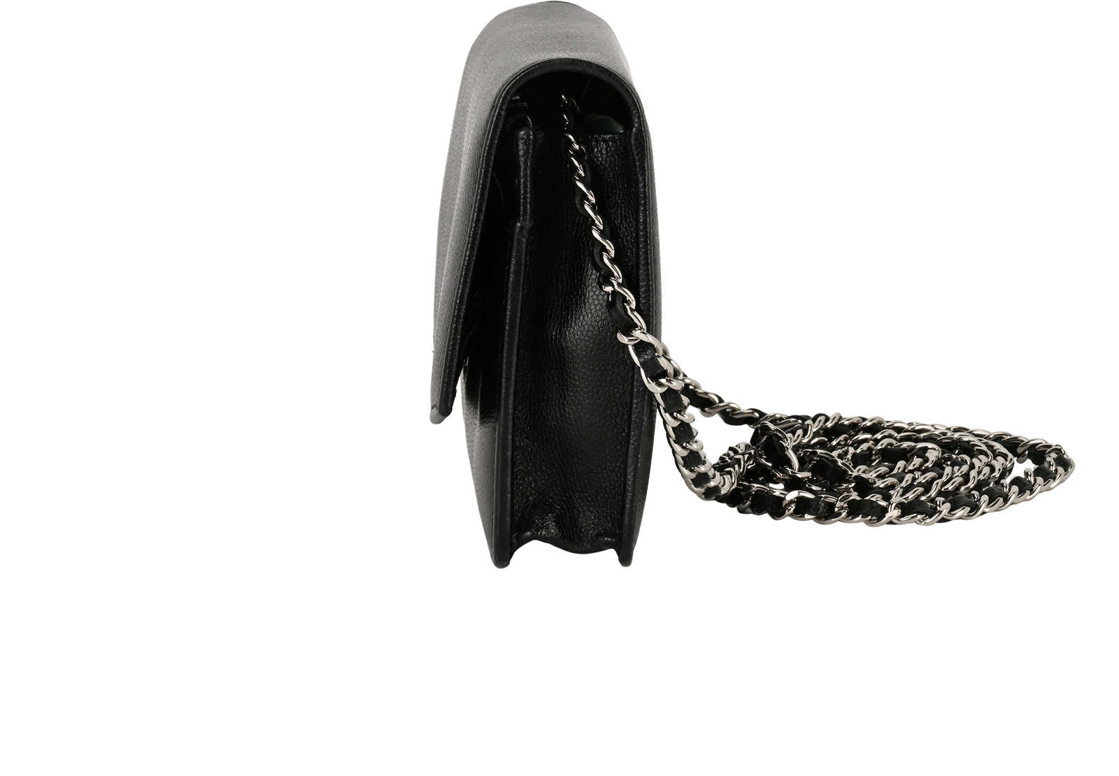 Sevruga Wallet On Chain, &pound;1,900, Handbags, Black, Caviar Leather, Bottom view